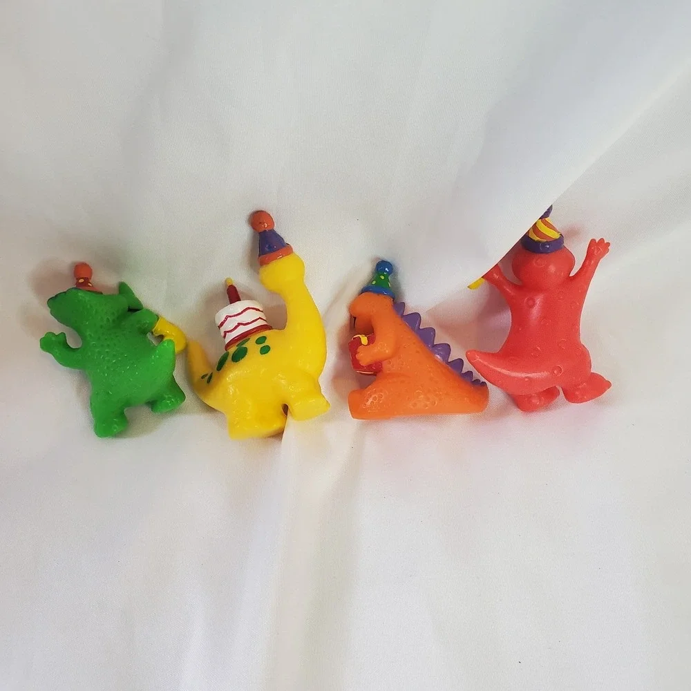 4 Wilton Birthday Dinosaur Party Cake Toppers Hand Painted‎ Plastic 1994 Vintage